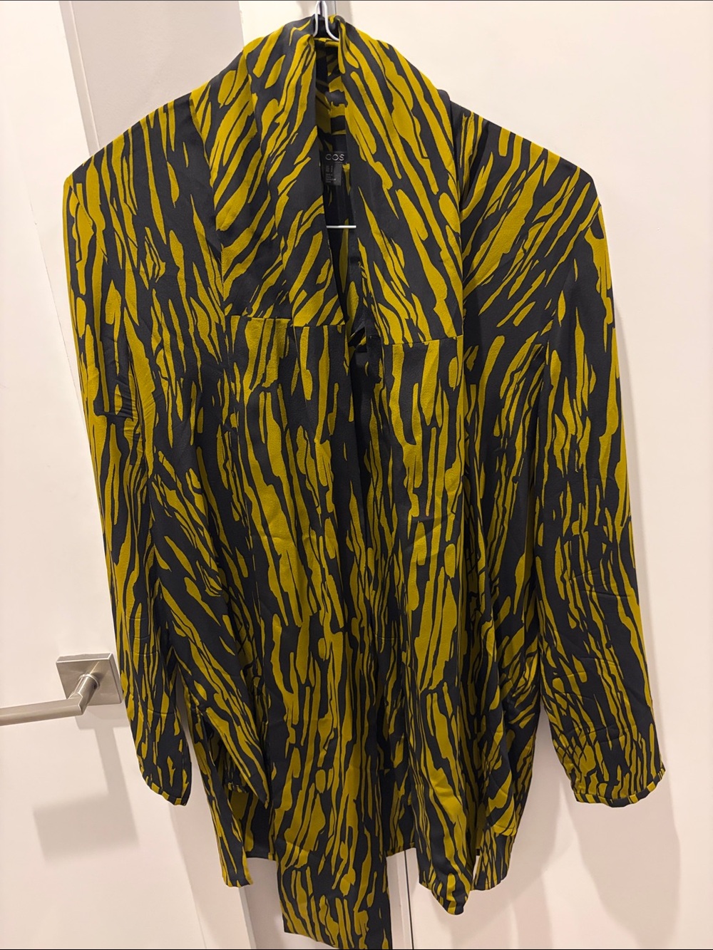COS Black and Yellow Abstract Stripe Button-Down Shirt